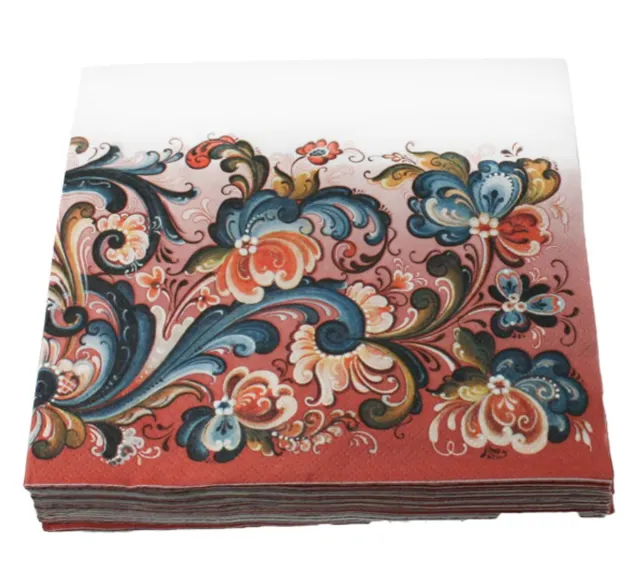 Servietter rosemaling rødt