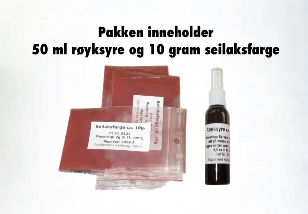 Pakke med røyksyre og seilaksfarge