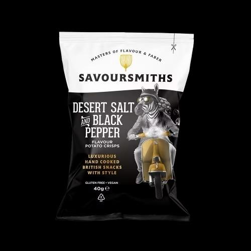 Savoursmiths potetchips med ørken salt & sort peppersmak, 40g