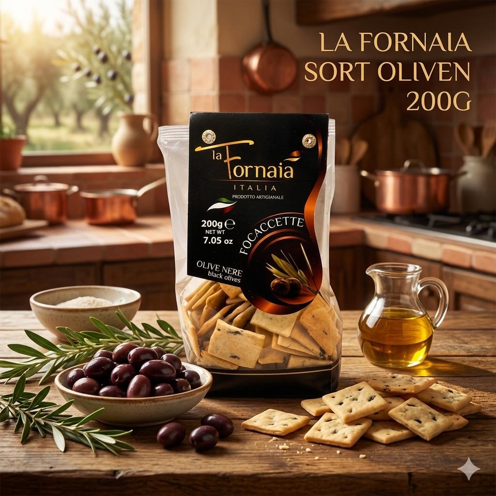 La Fornaia Sort Oliven 200g