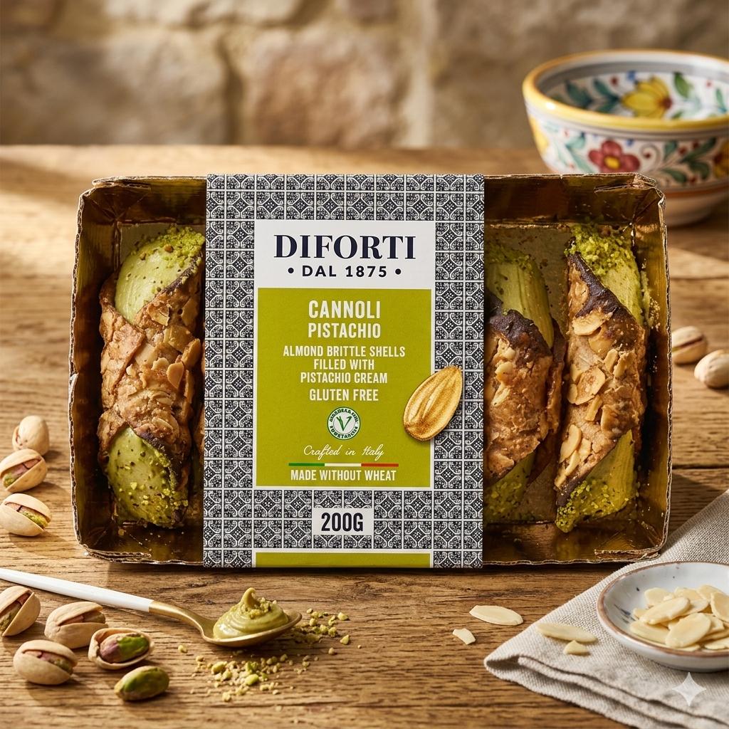 Diforti Gluten Free Cannoli w Pistachio Cream 200g