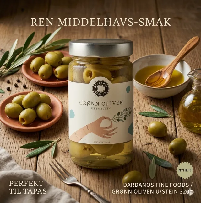 Dardanos Fine Foods Grønne Oliven u/stein 320g